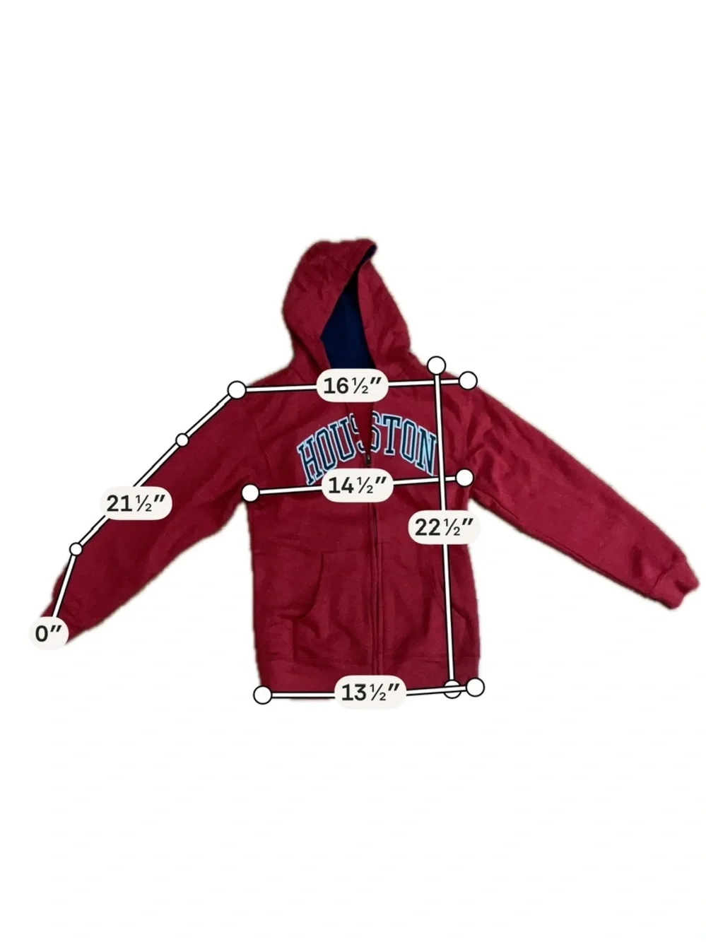 Genuine Stuff Houston Youth Full Zip Hoodie Red Size M 10/12
